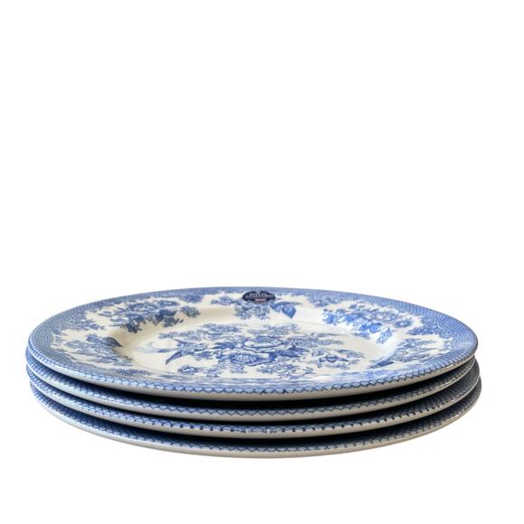 Royal Stafford Asiatic Pheasant 11in Dinner Plates Blue & White Set of 4 NEW - Picture 4 of 10